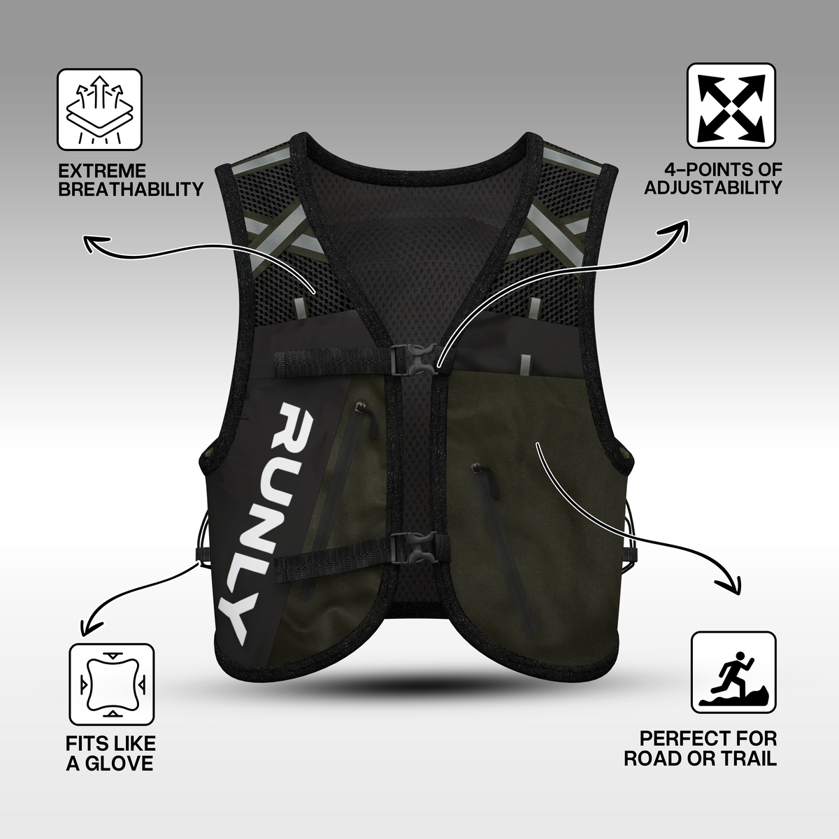 HYBRID PRO RUNNING VEST | FOREST BLACK