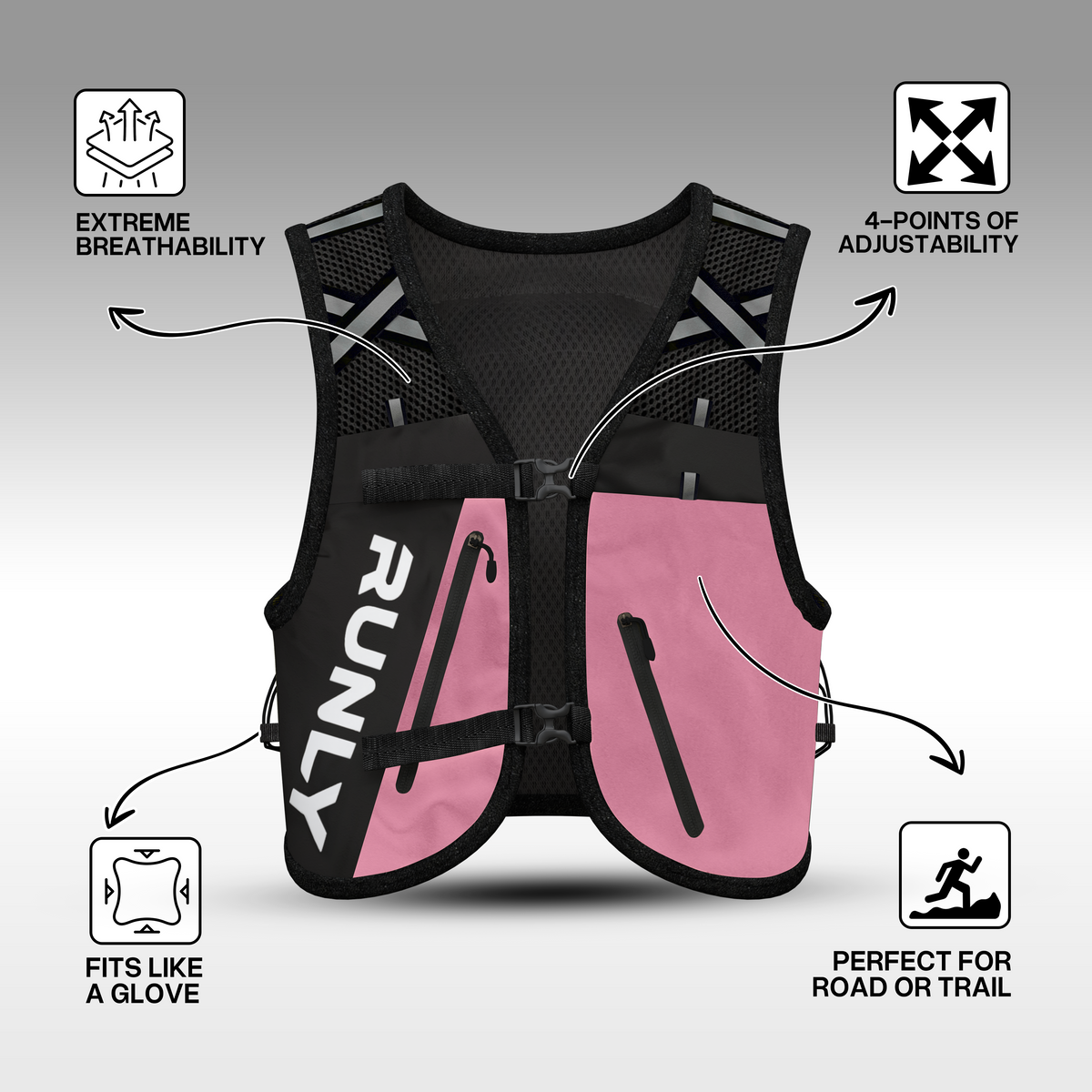 HYBRID PRO RUNNING VEST | ROSE BLACK