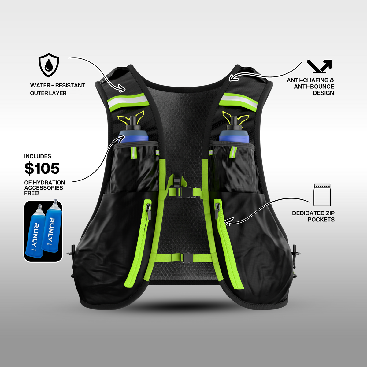 HYDRATION VEST | RUNLY R700 | BLACK